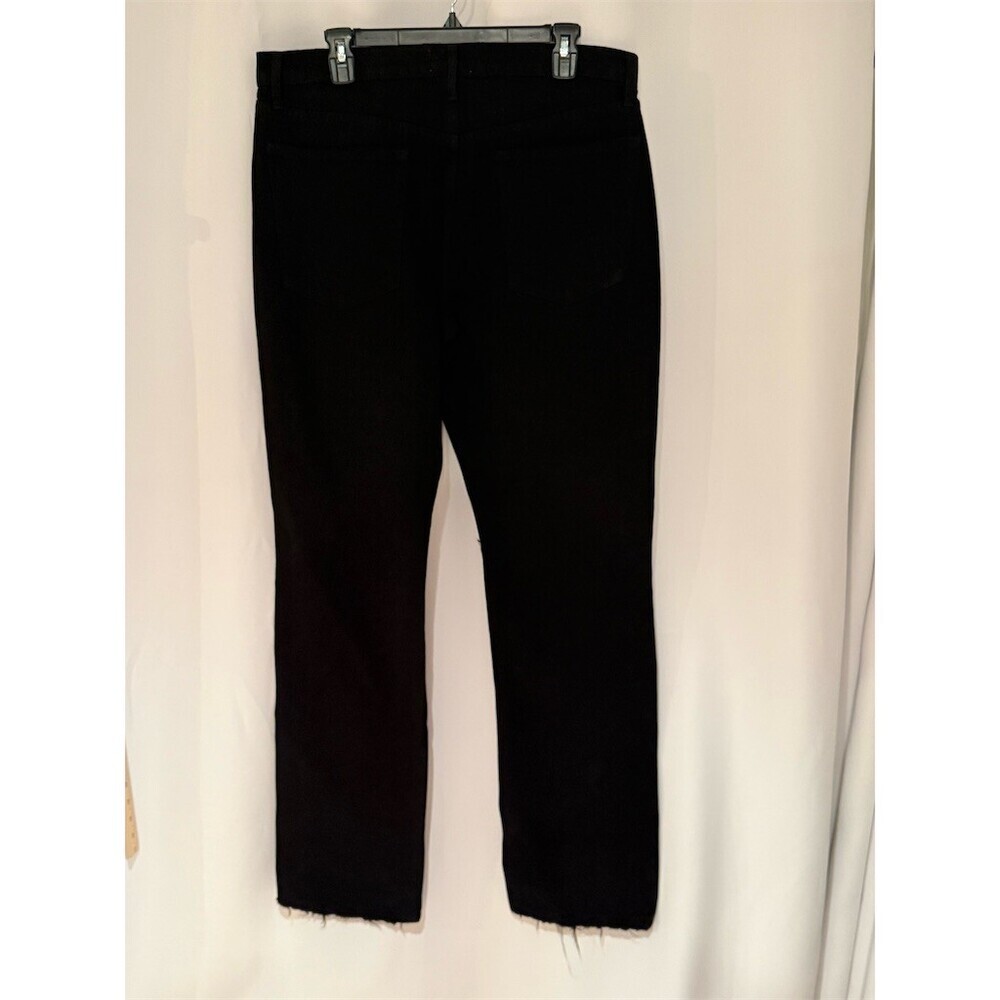 FRAME The Straight Baggy Jeans Womens Size 32 Black Wide-Leg Raw Hem - Picture 6 of 12